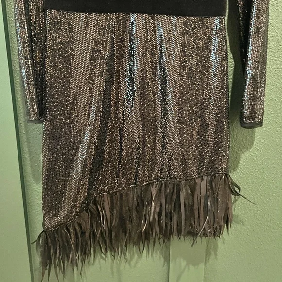BCBG Max Azria Sequin & Feather Cocktail Dress - Picture 8 of 8